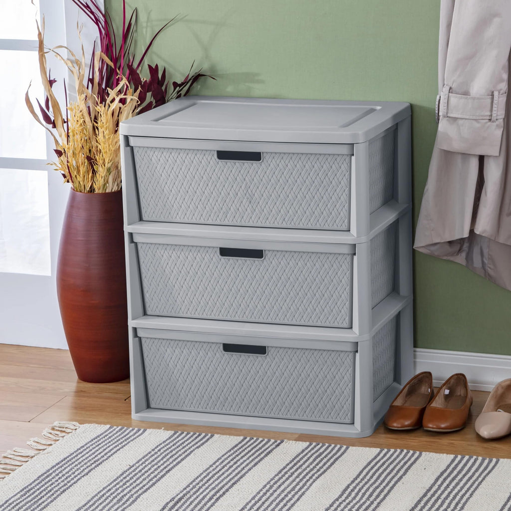 Gray 3 Drawer Storage Tower Y328