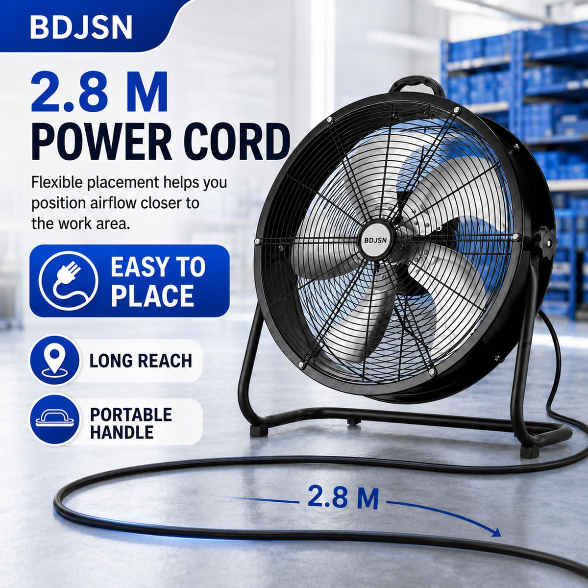 3-speed High Velocity Drum Fan with 5 Aluminium Blades D234147