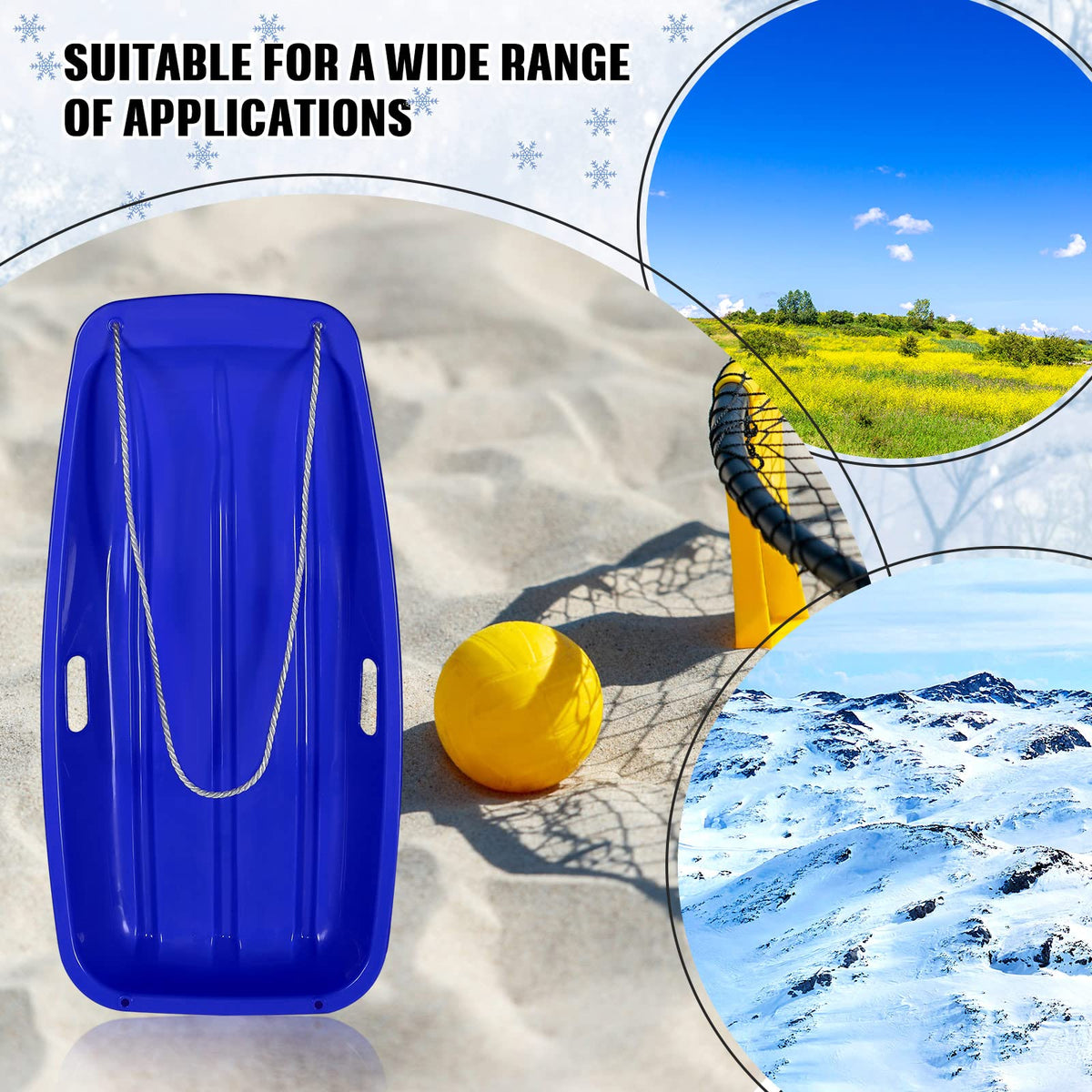 6 Pcs 35 in Plastic Snow Sled G85617