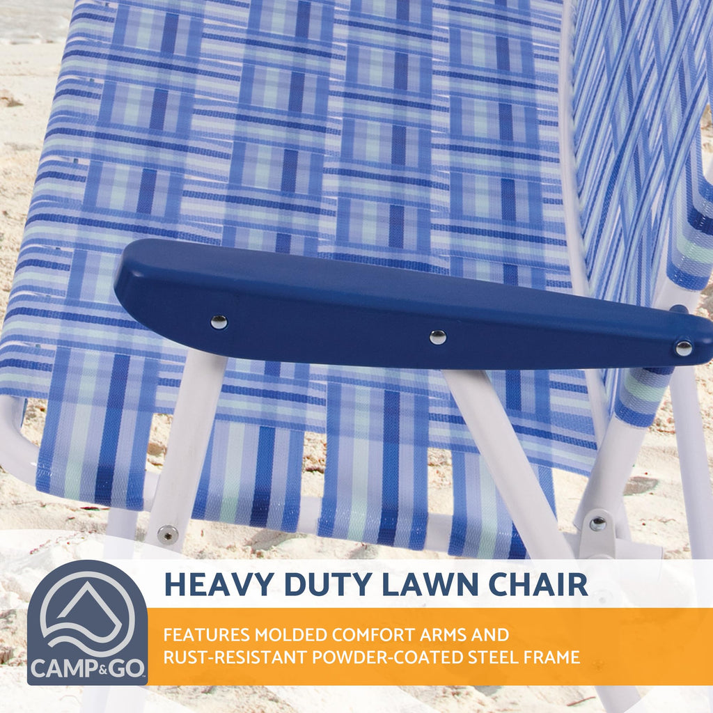 Blue/White Double-Wide Folding Web Lawn Chair X26274