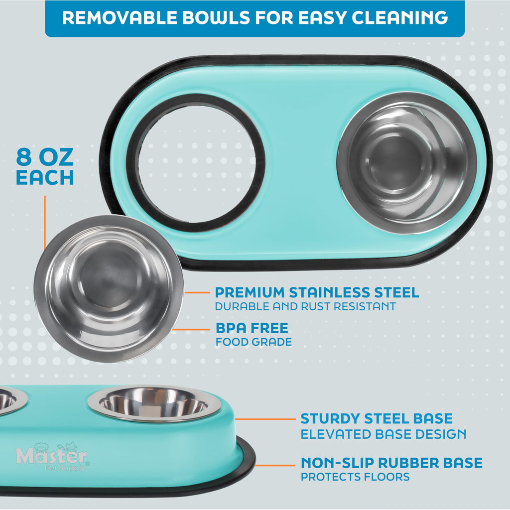 Double Dog Bowls Set with Elevated Base I164