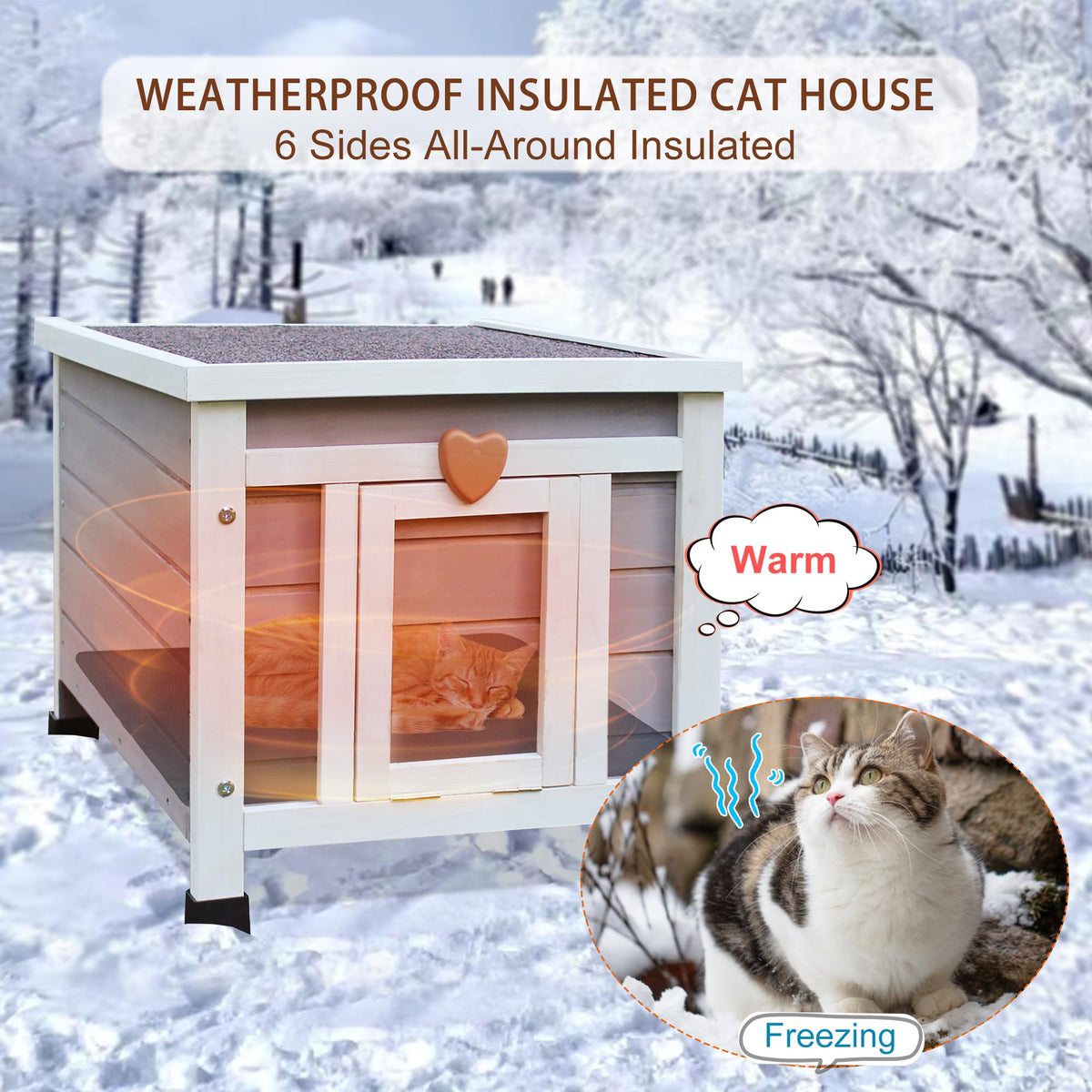 Insulated Outdoor Cat House with Liner E168