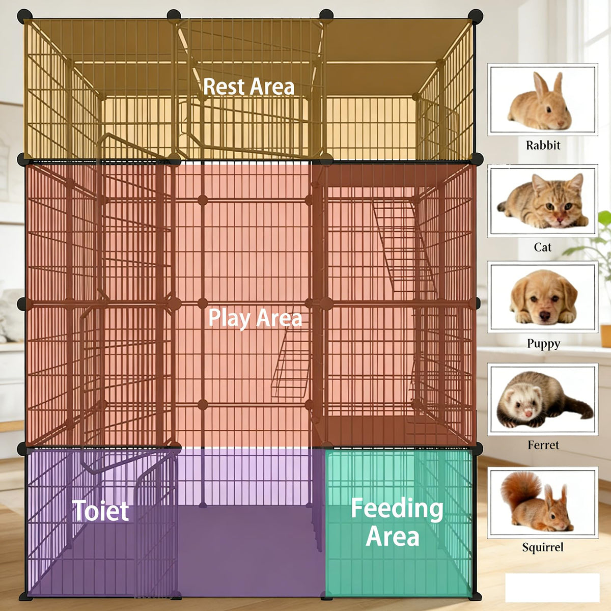 4-Tier Detachable Metal Wire Cat Cage A72186