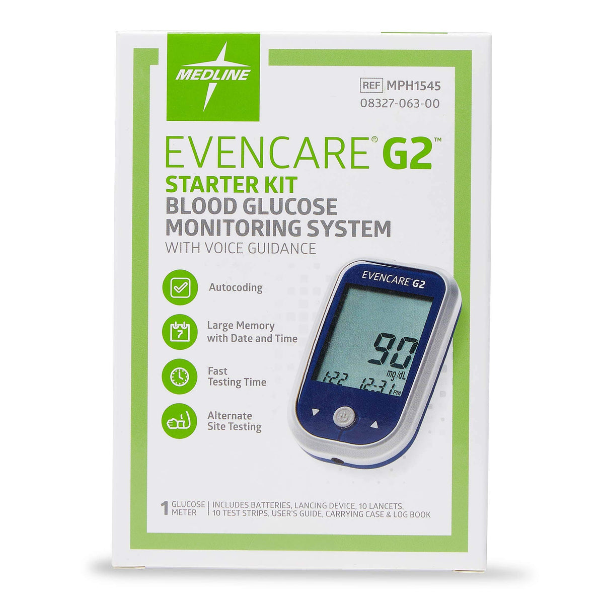 Blood Glucose Monitor Starter Kit with Lancing Device, Lancets, Test Strips, Carrying Case A95341