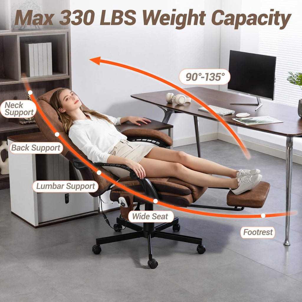 Brown PU Leather Massage Office Chair with Foot Rest Y99850