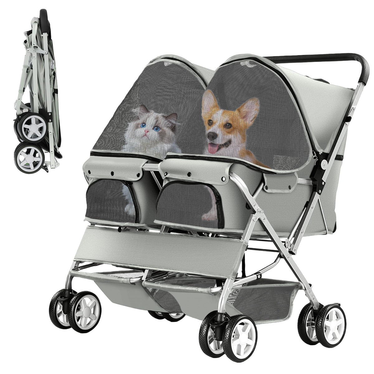 Gray Double Pet Stroller B81567