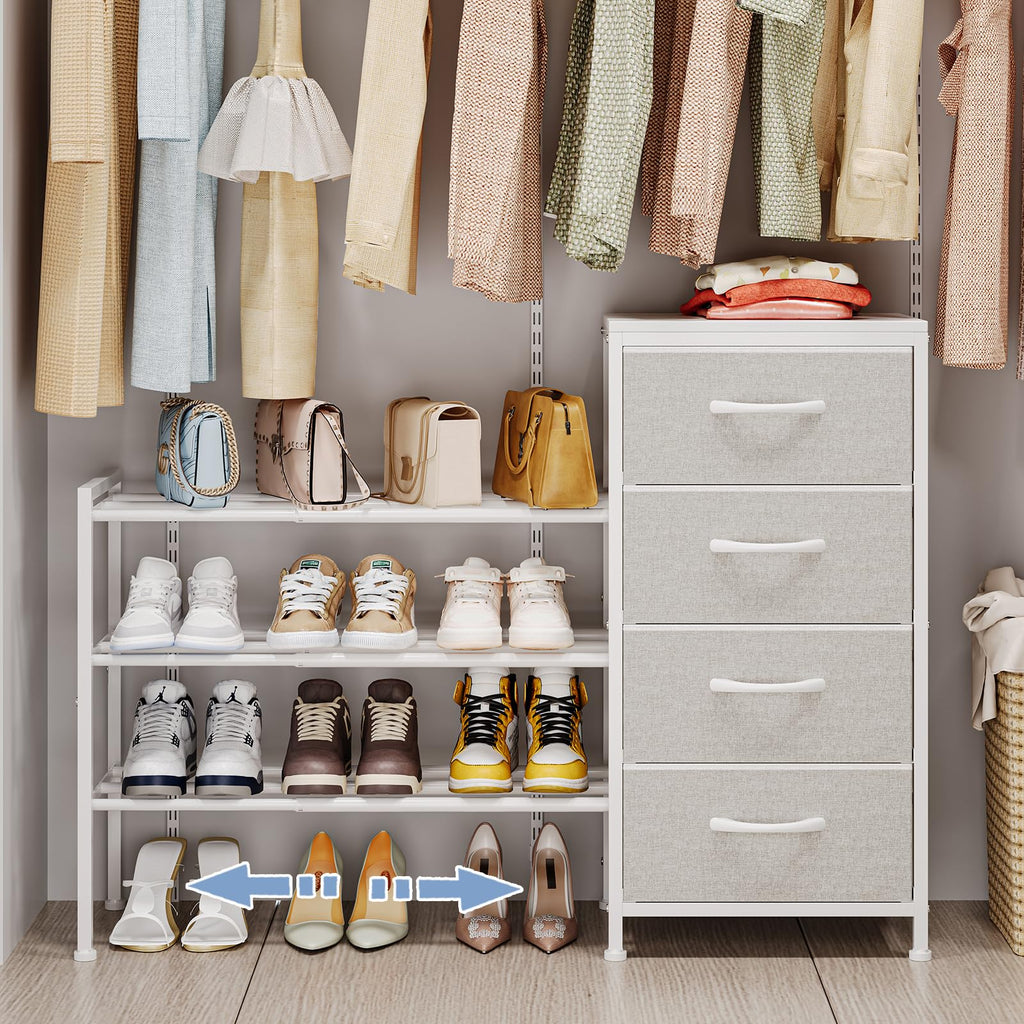 White 4 Drawer Fabric Dresser Z84718