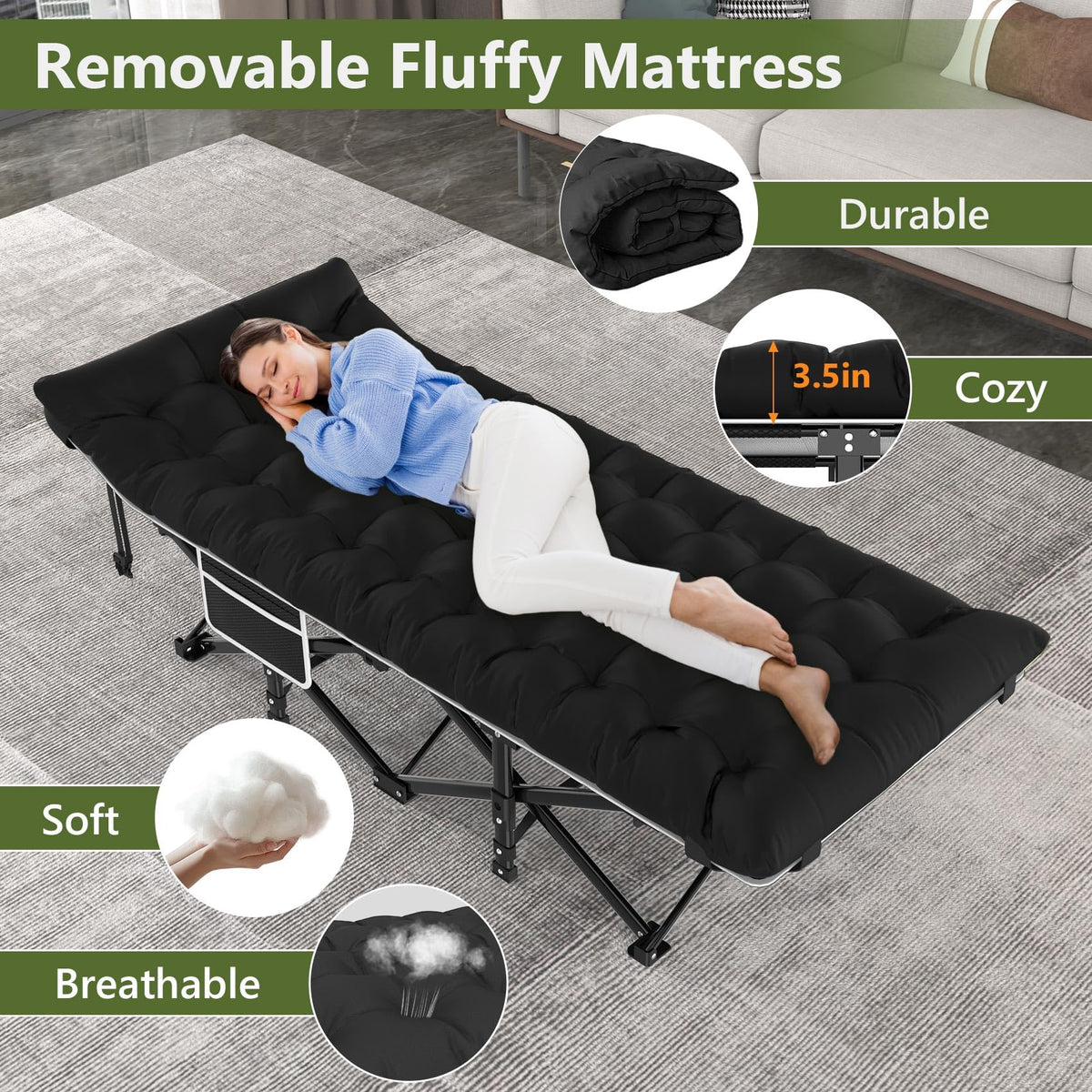 Camping Cot with Carry Bag L344542