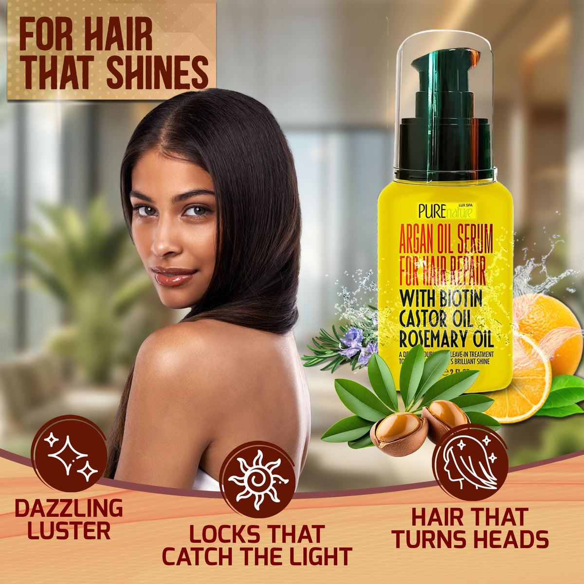 Coconut Shampoo and Conditioner Set and Moroccan Argan Oil Mask and Hair Serum U9839