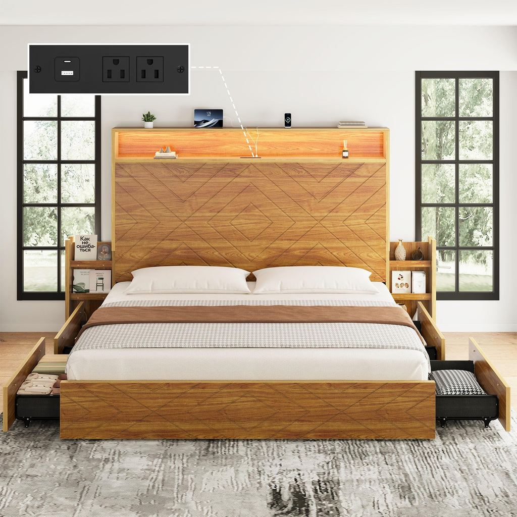 Queen Bed Frame with 4 Drawers K11139