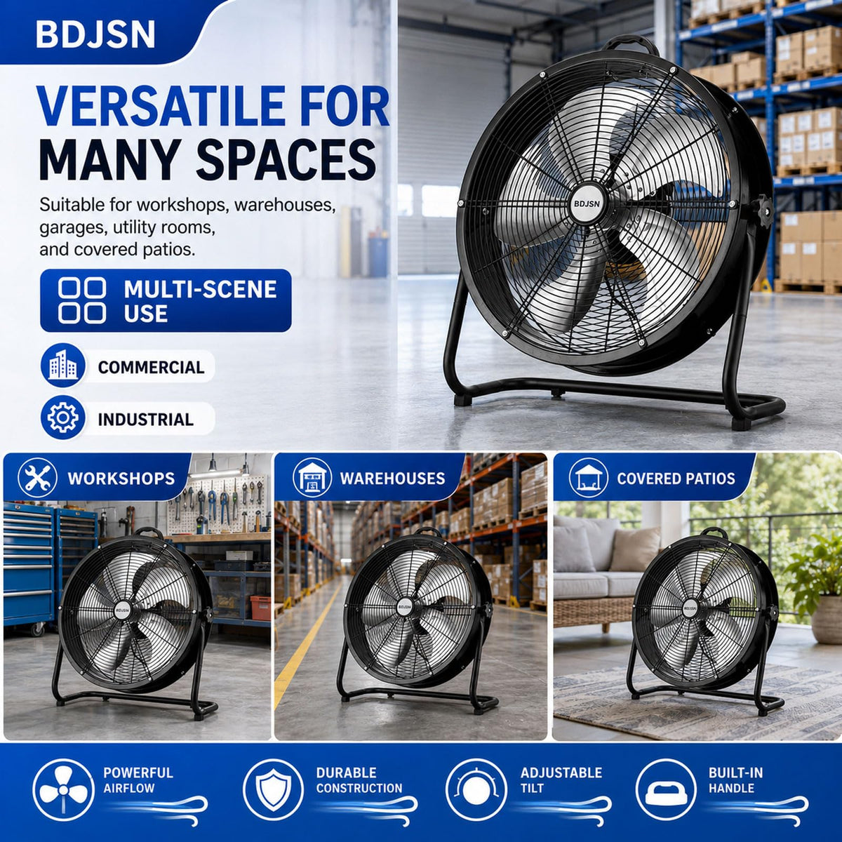 3-speed High Velocity Drum Fan with 5 Aluminium Blades D234147