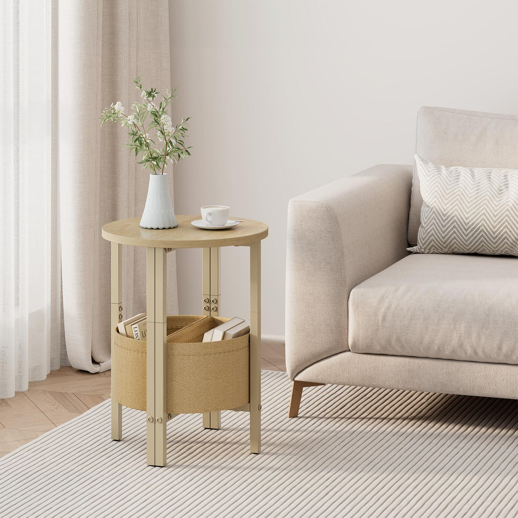 Small Round Side Table with Storage Basket, Set of 2 R779