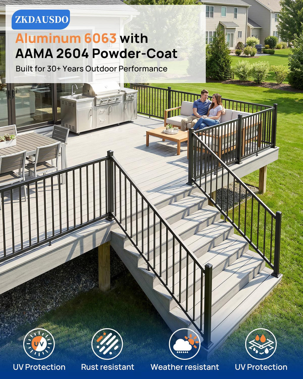 6 ft. W Aluminum Stair Railing Kit Q963