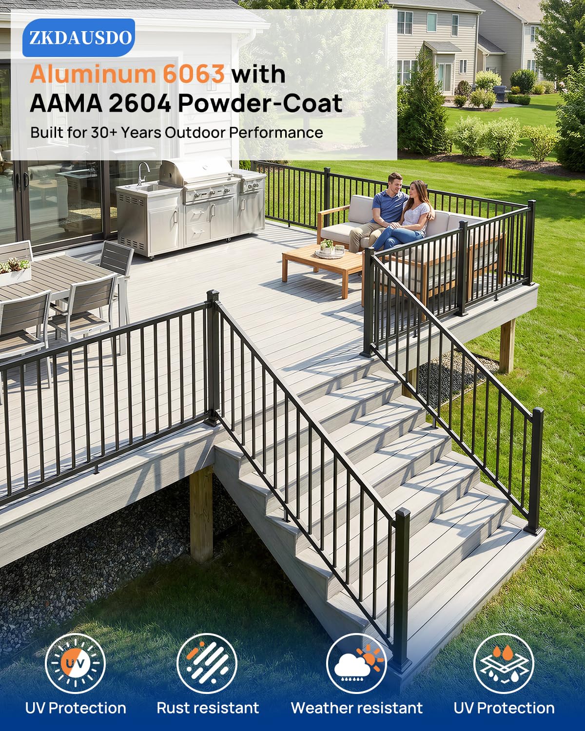 6 ft. W Aluminum Stair Railing Kit Q963
