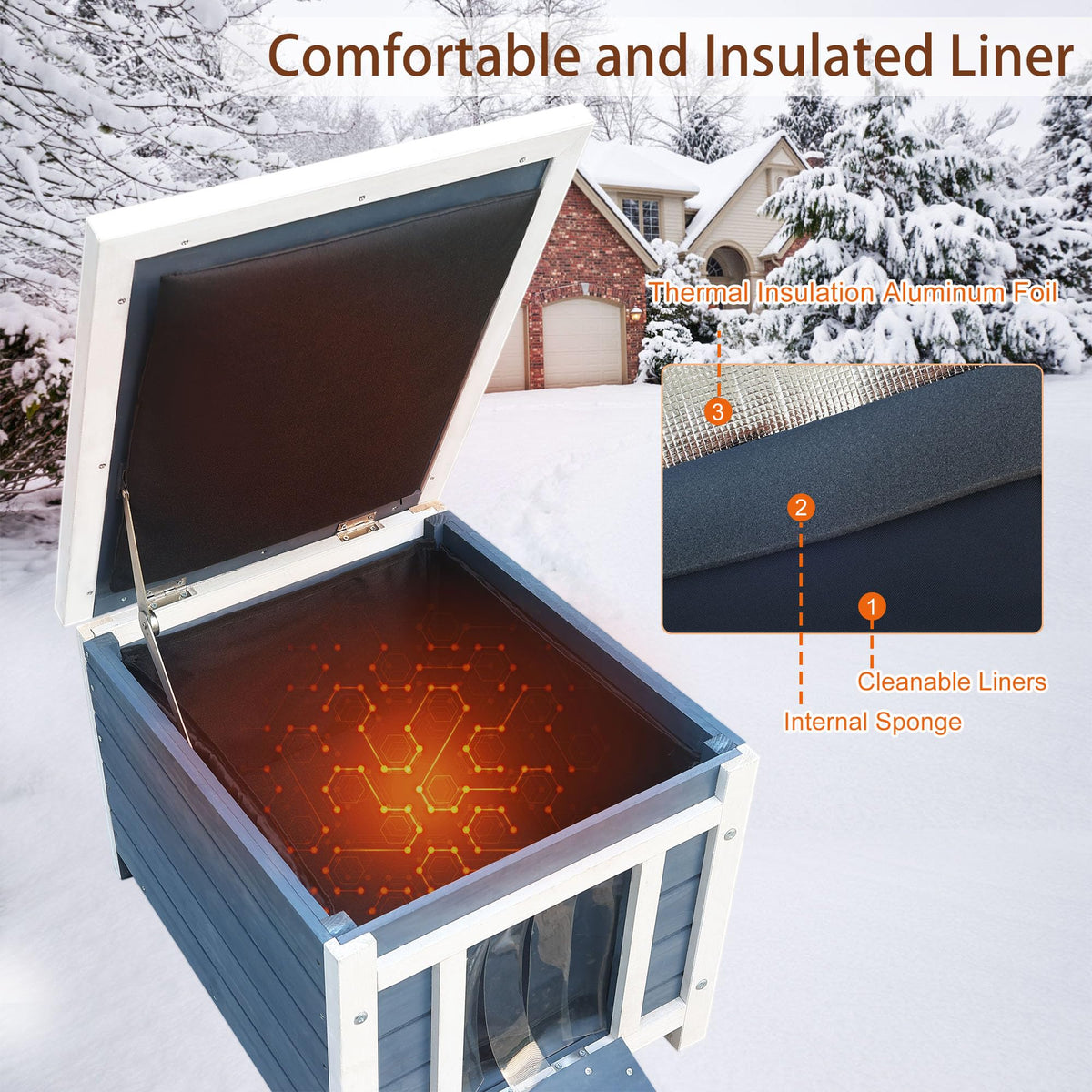 Insulated Outdoor Cat House with Liner E168