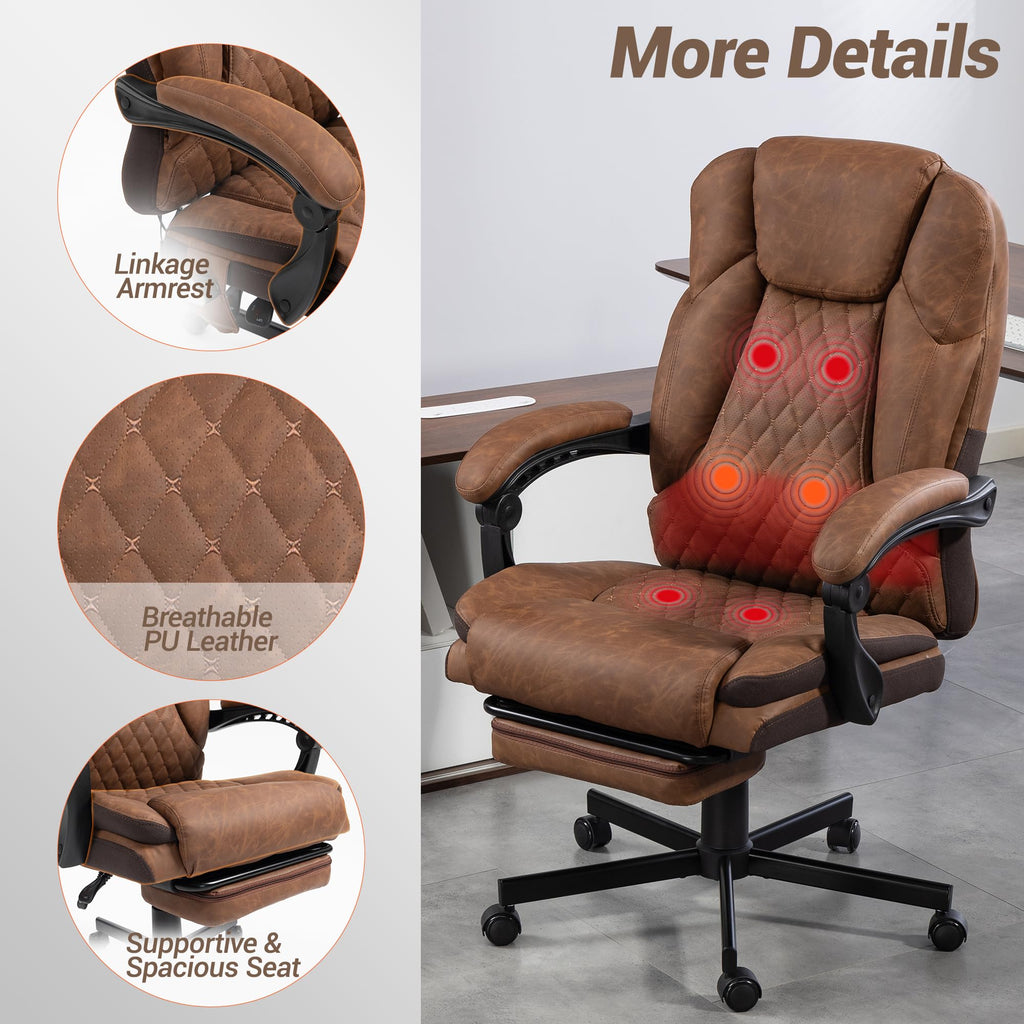 Brown PU Leather Massage Office Chair with Foot Rest Y99850