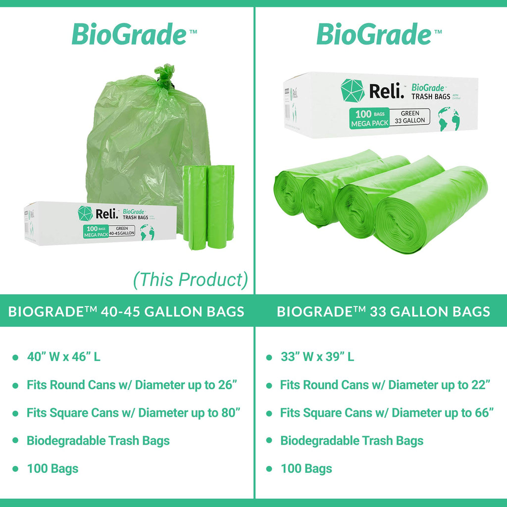 Biodegradable 40-45 Gallon Trash Bags 100 Count E10870
