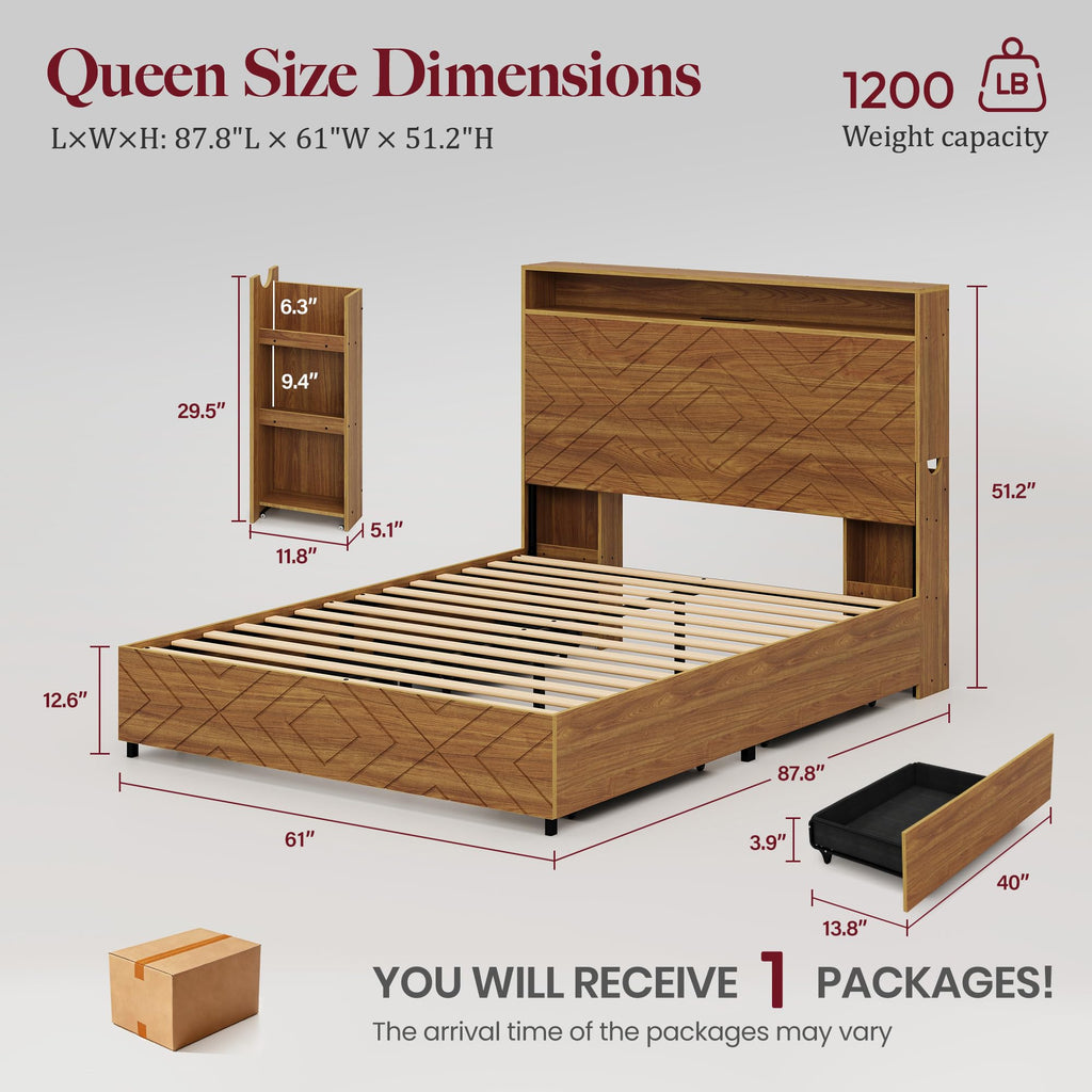 Queen Bed Frame with 4 Drawers K11139