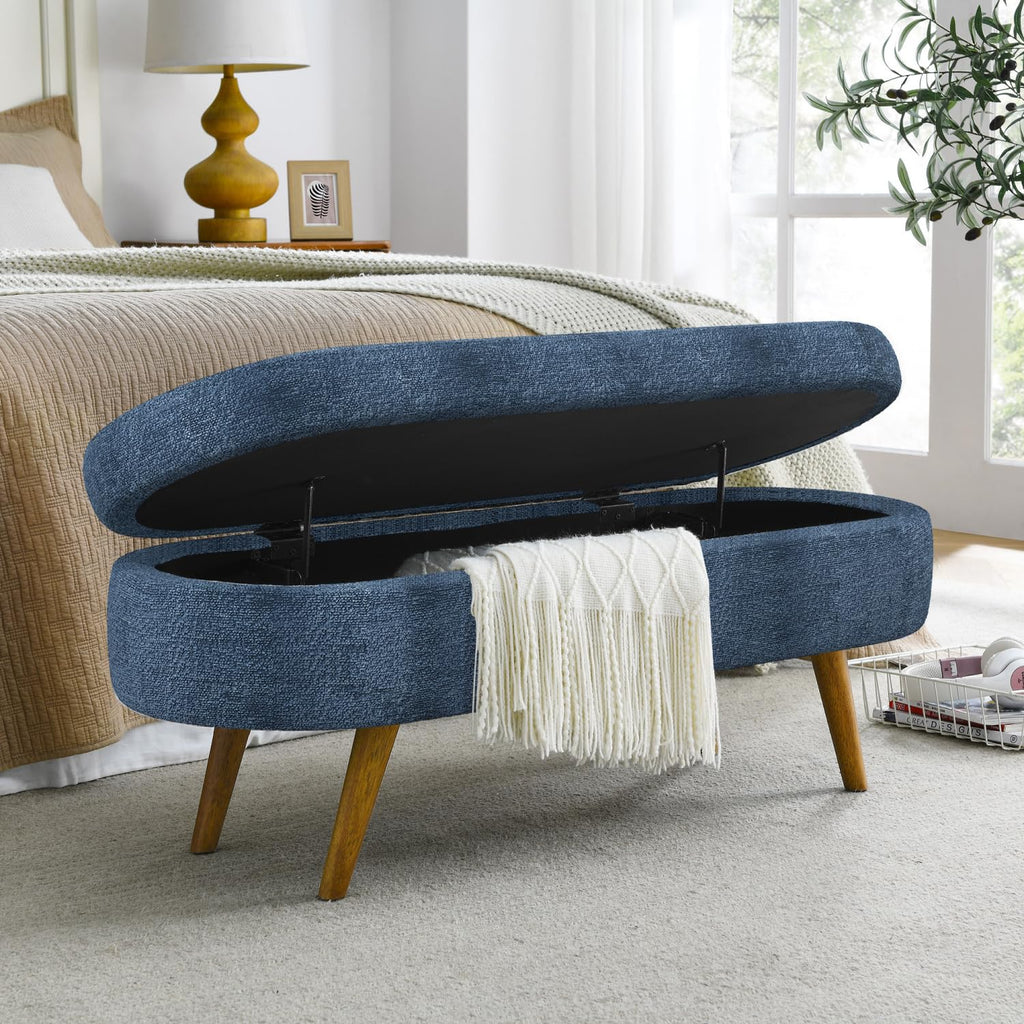 Oval Storage Bench with Rubber Wood Legs D167554