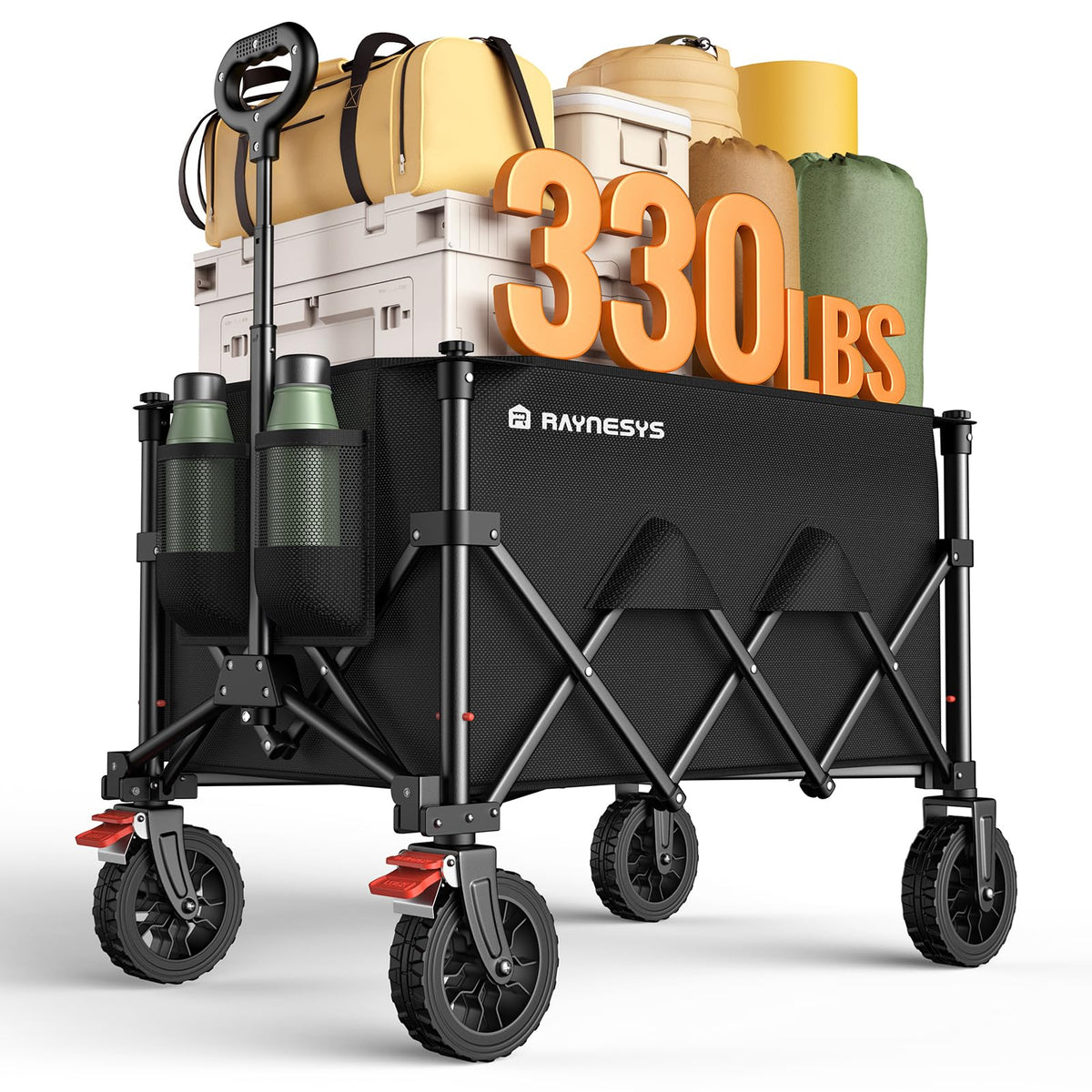 180L Foldable Wagon Cart with Wheels and Brakes A231158