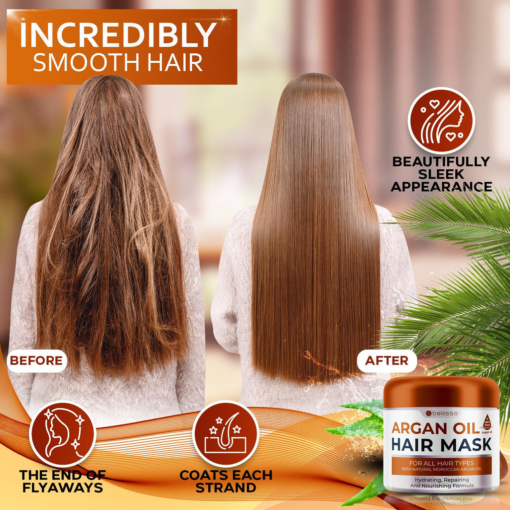 Coconut Shampoo and Conditioner Set and Moroccan Argan Oil Mask and Hair Serum U9839