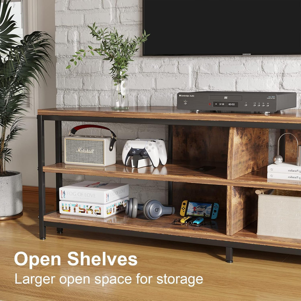 Corner TV Stand with Power Outlet, 55 Inch Rustic Brown K46074