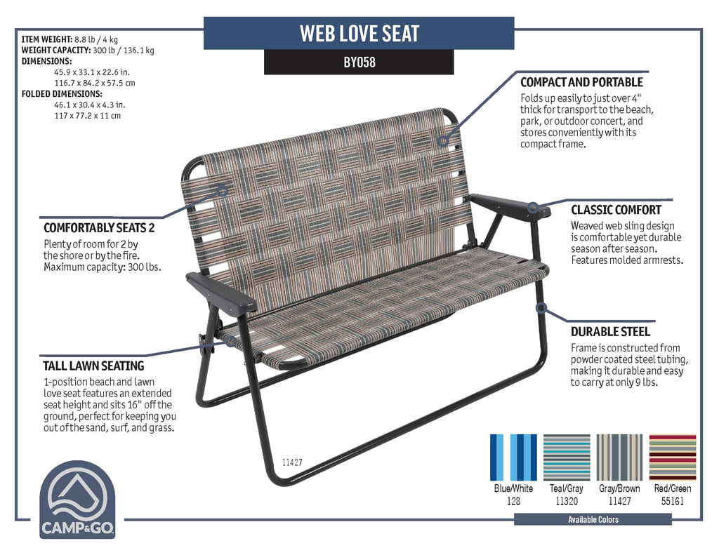 Blue/White Double-Wide Folding Web Lawn Chair X26274