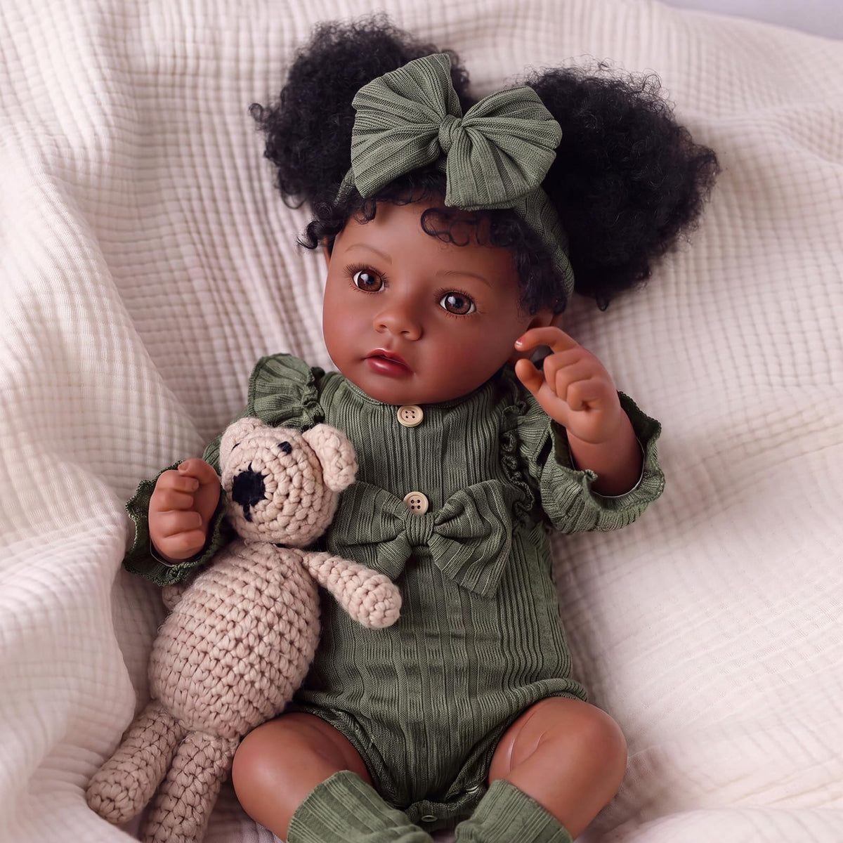 20 Inch Black Lifelike Baby Girl Doll O57031