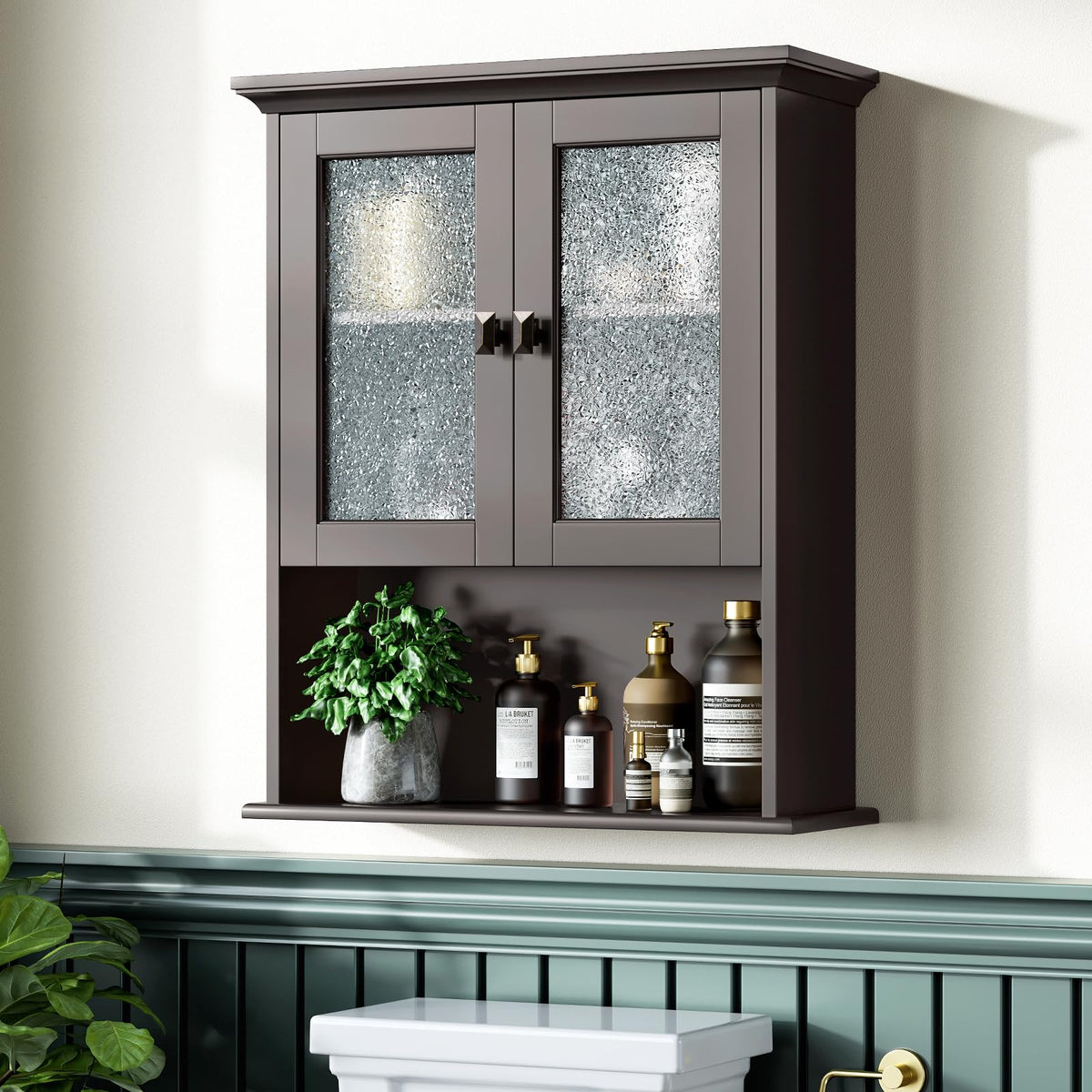 Wall Mount Medicine Cabinet with Tempered Glass Door G769624