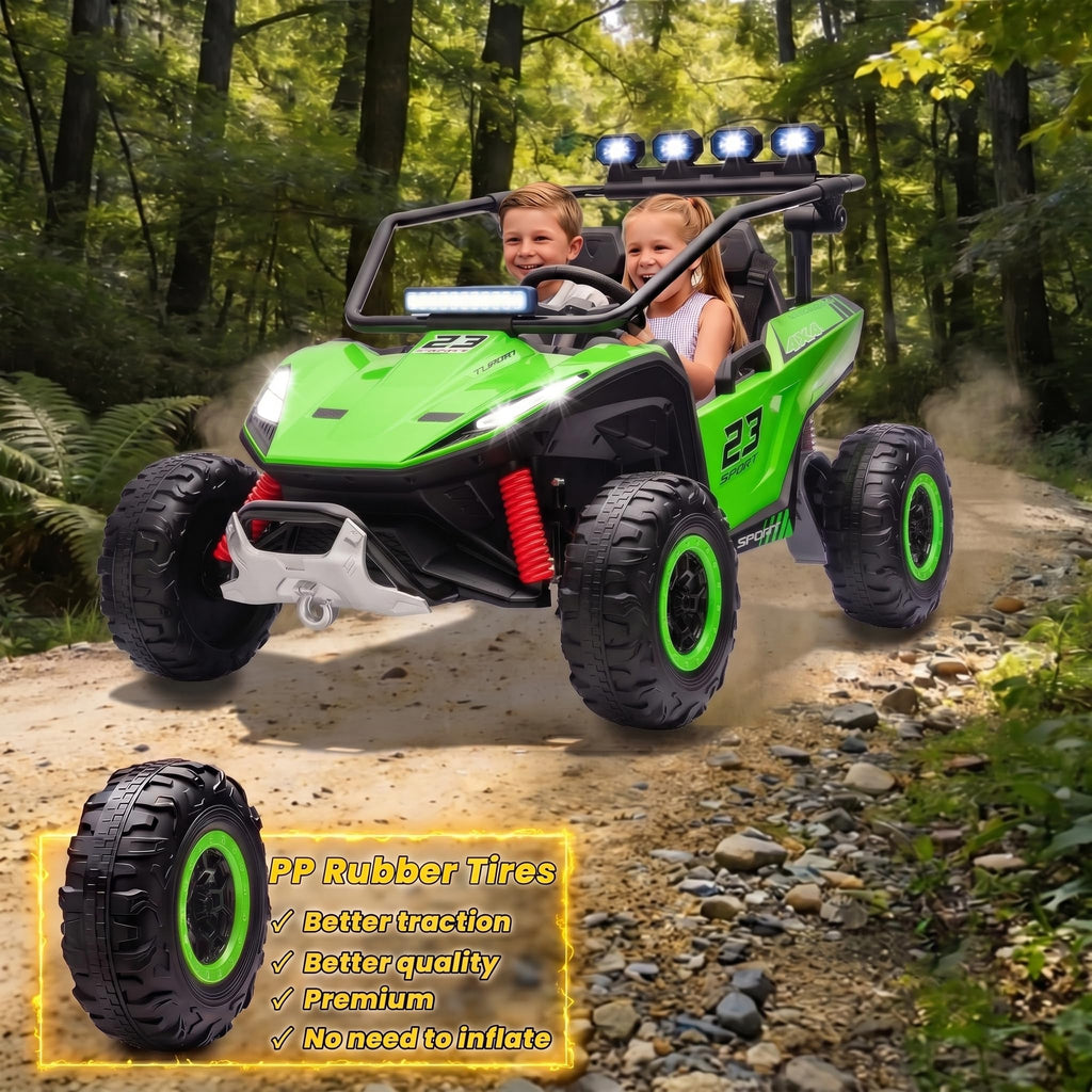 2-Seater Kids UTV with 4x200W Motor, 3-6MPH, Green E124010