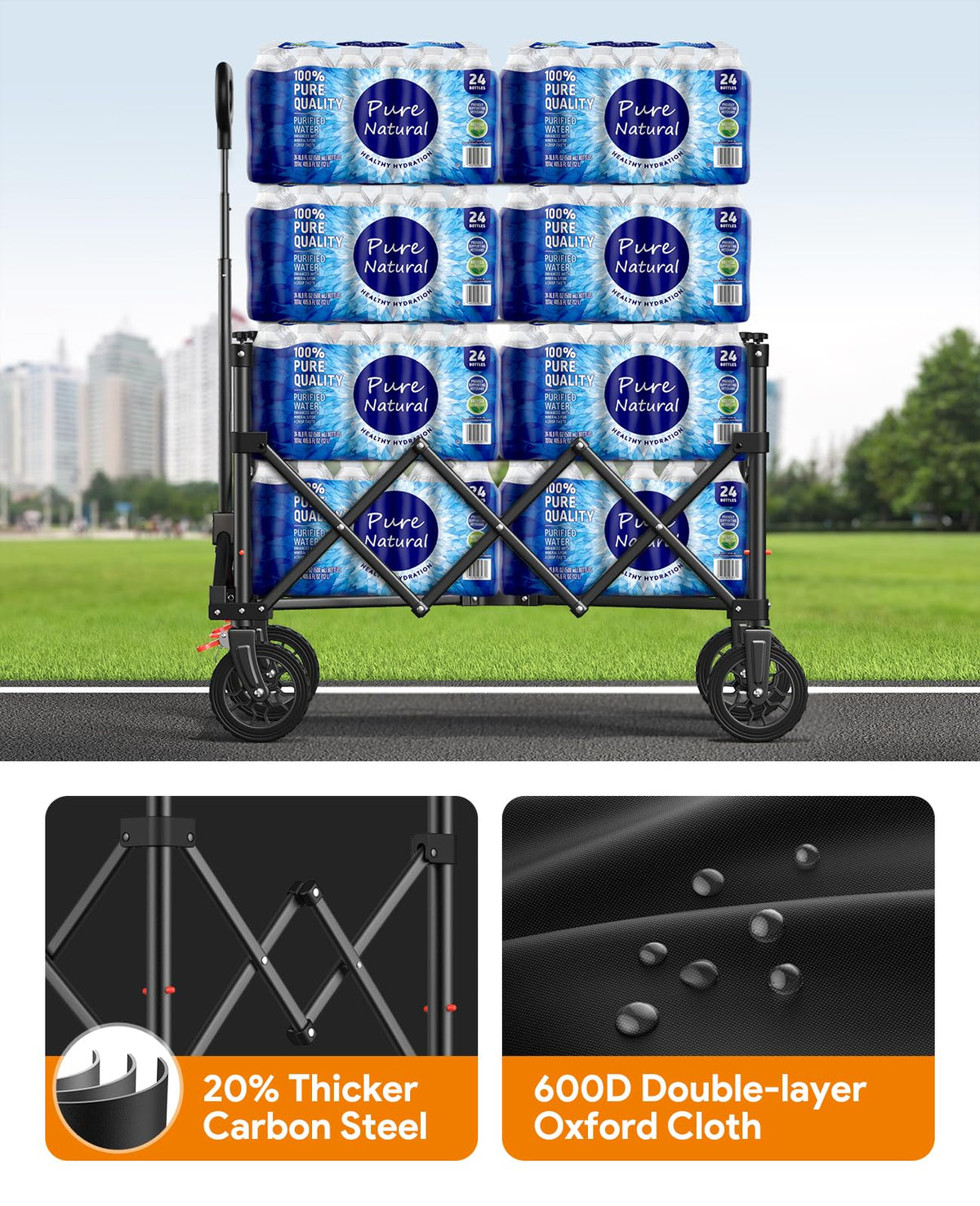 180L Foldable Wagon Cart with Wheels and Brakes A231158