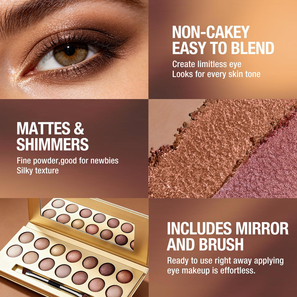 Baked Eyeshadow Palette, Matte & Shimmer Z7010