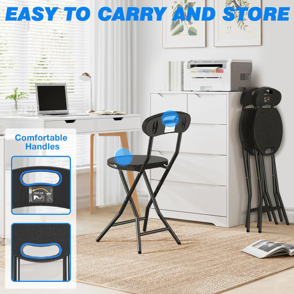 Folding Stool with Back, 18 inch Set of 1 I563