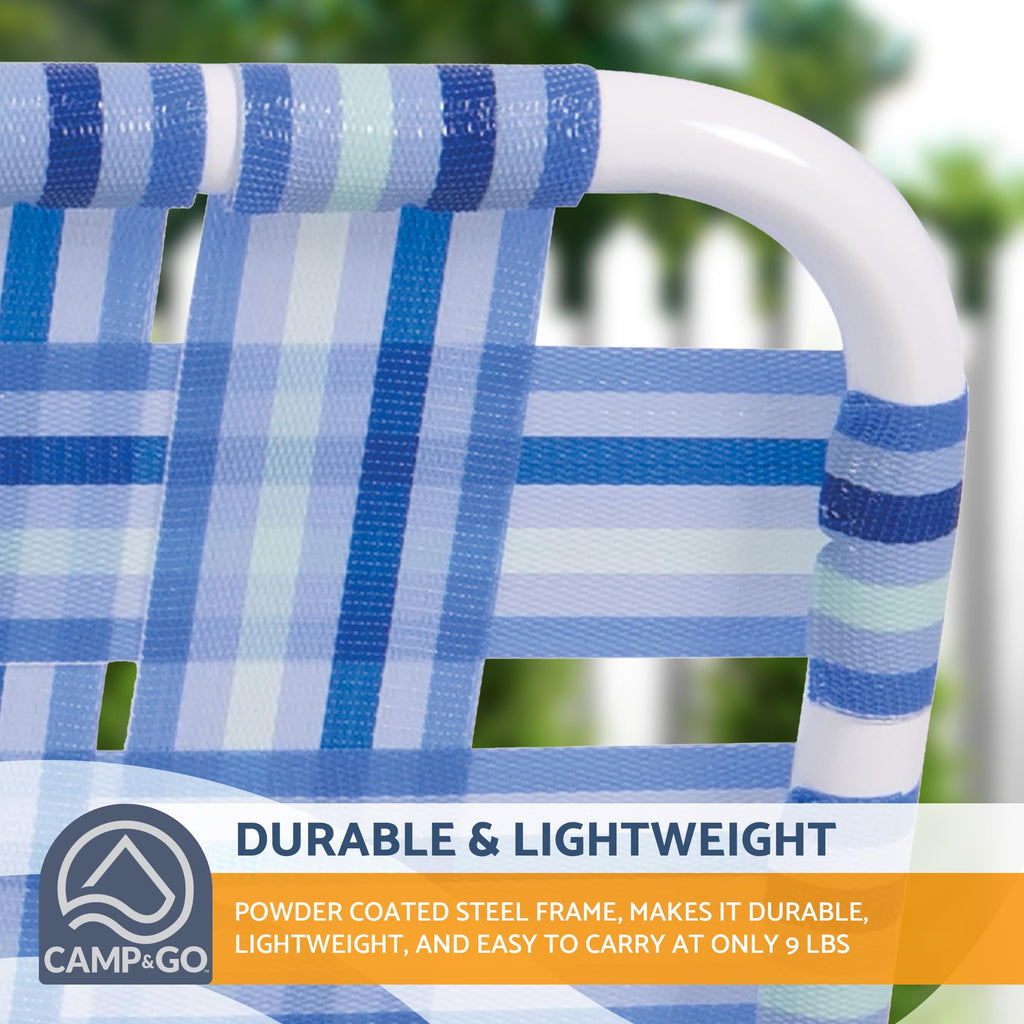 Blue/White Double-Wide Folding Web Lawn Chair X26274