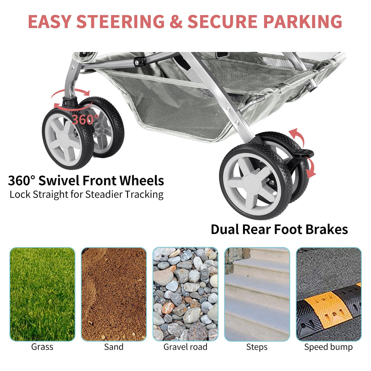 Gray Double Pet Stroller B81567
