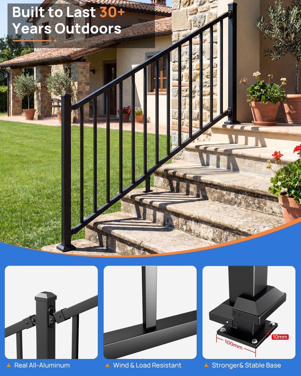 6 ft. W Aluminum Stair Railing Kit Q963