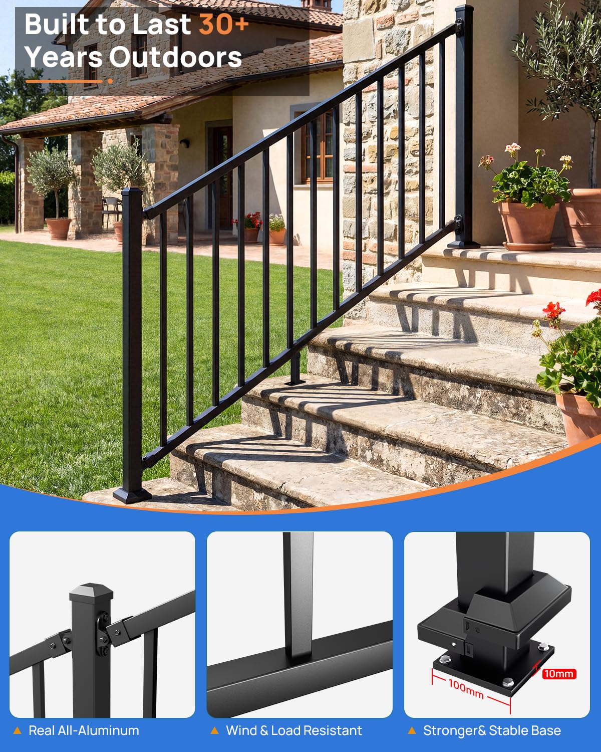 6 ft. W Aluminum Stair Railing Kit Q963