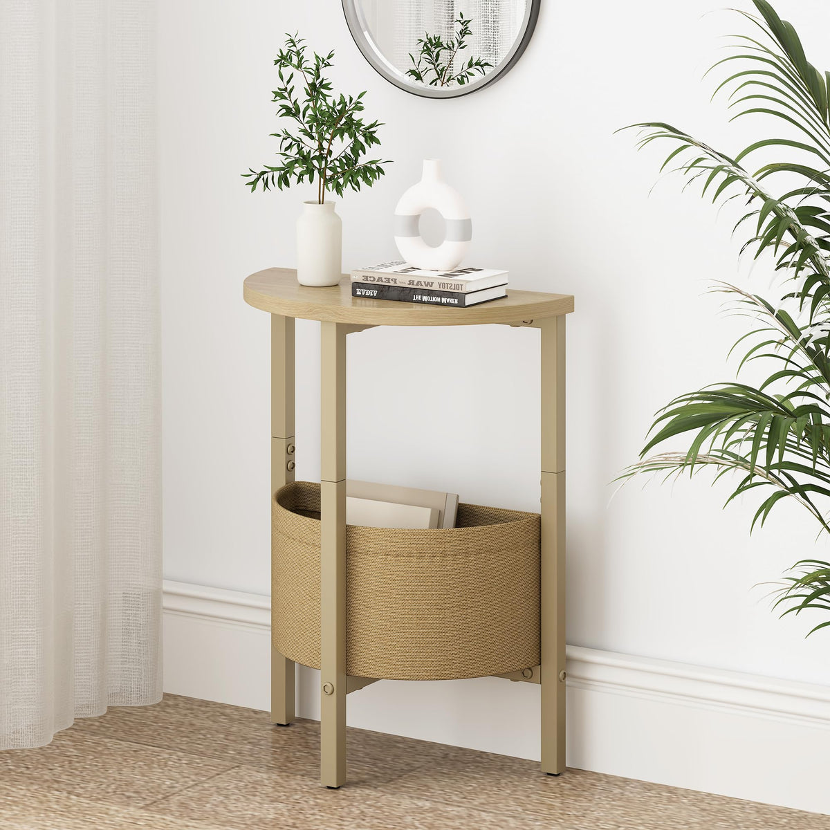 Small Round Side Table with Storage Basket, Set of 2 R779