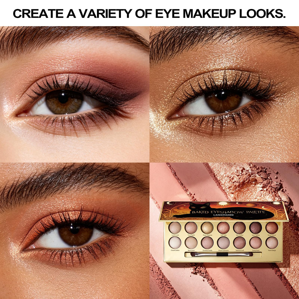 Baked Eyeshadow Palette, Matte & Shimmer Z7010