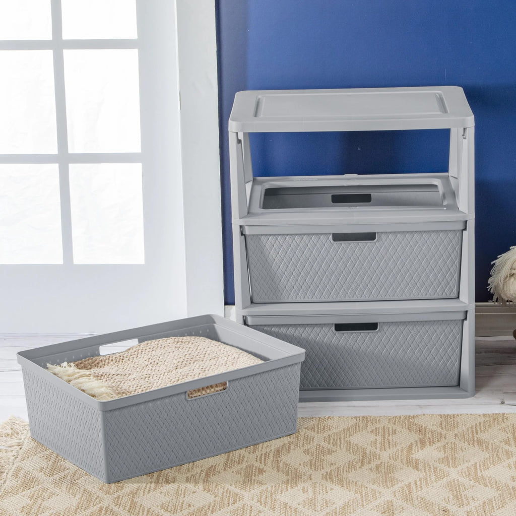 Gray 3 Drawer Storage Tower Y328