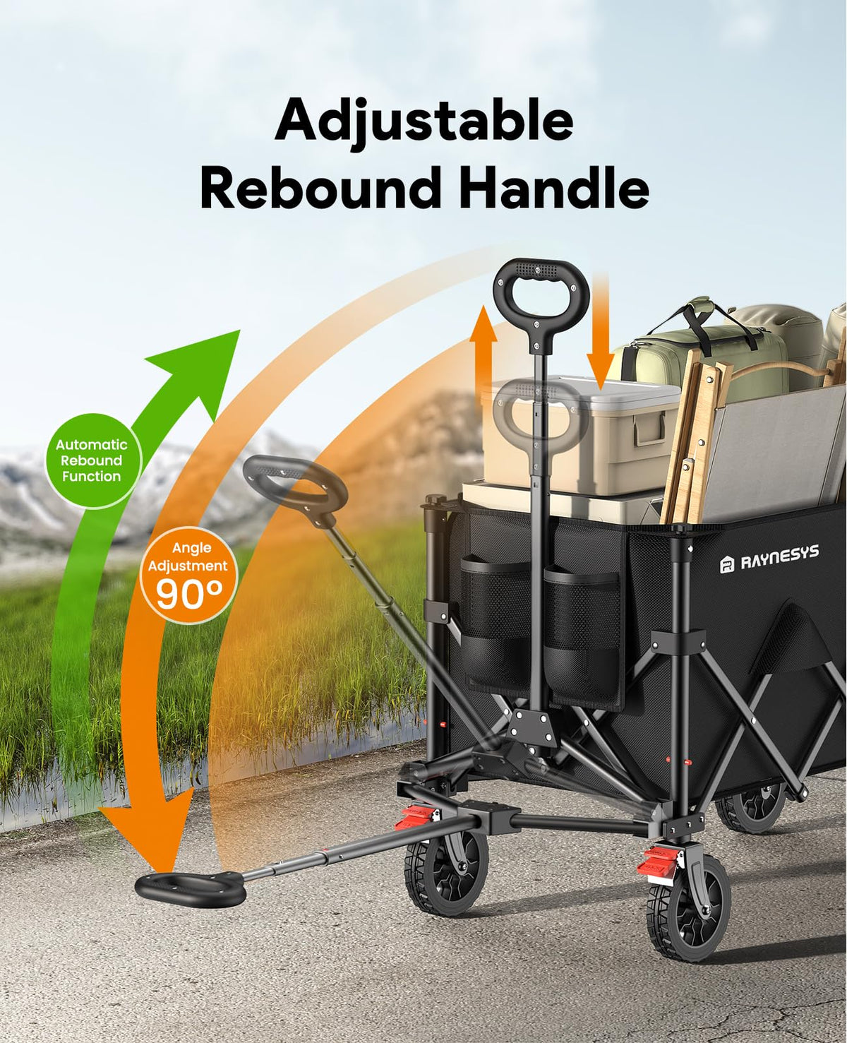 180L Foldable Wagon Cart with Wheels and Brakes A231158