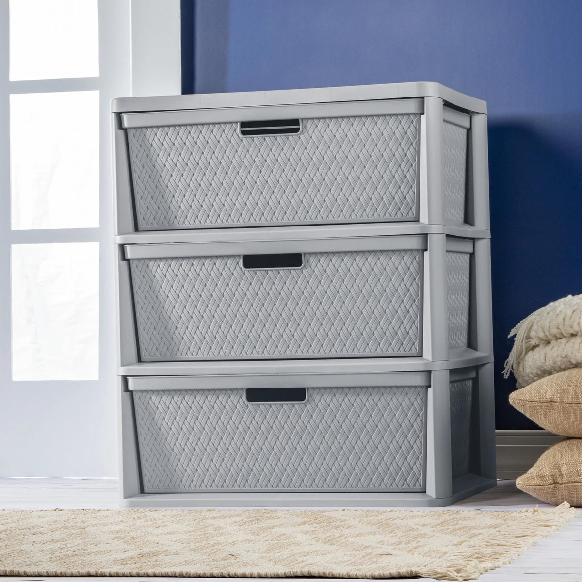 Gray 3 Drawer Storage Tower Y328
