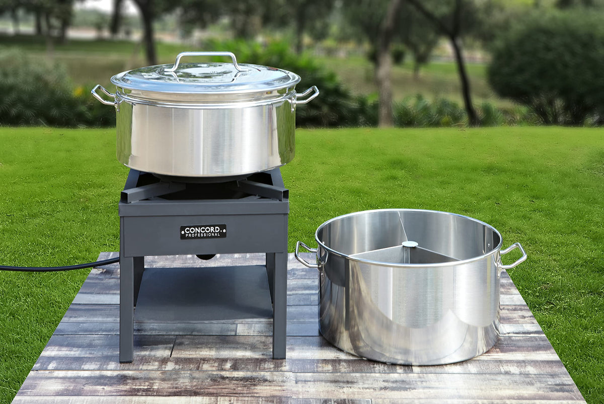Extra Large Stainless Steel Stock Pot Steamer and Braiser Combo 40 QT T858680