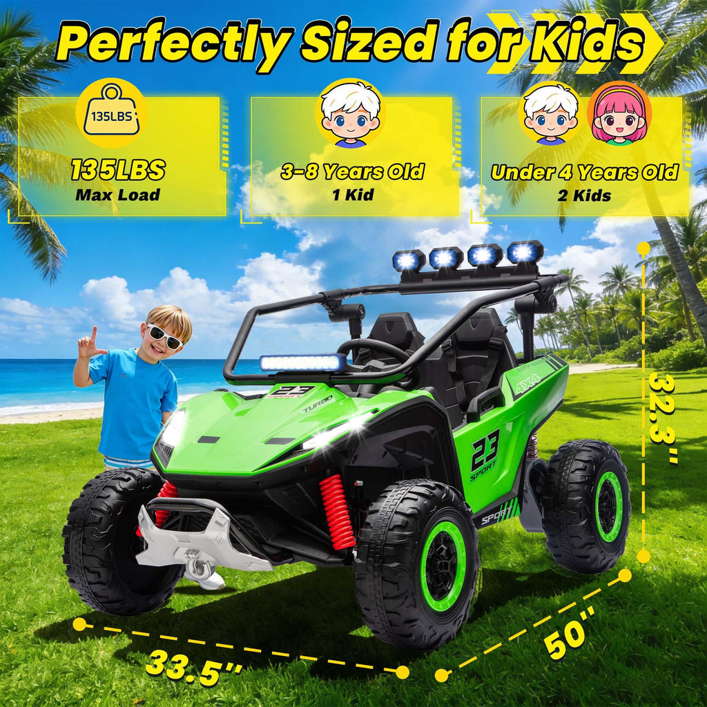 2-Seater Kids UTV with 4x200W Motor, 3-6MPH, Green E124010