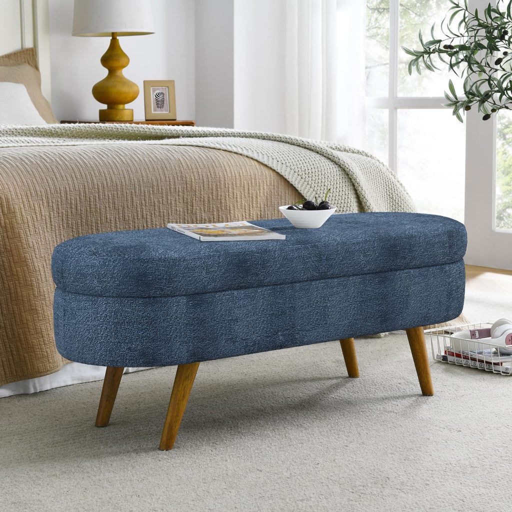 Oval Storage Bench with Rubber Wood Legs D167554