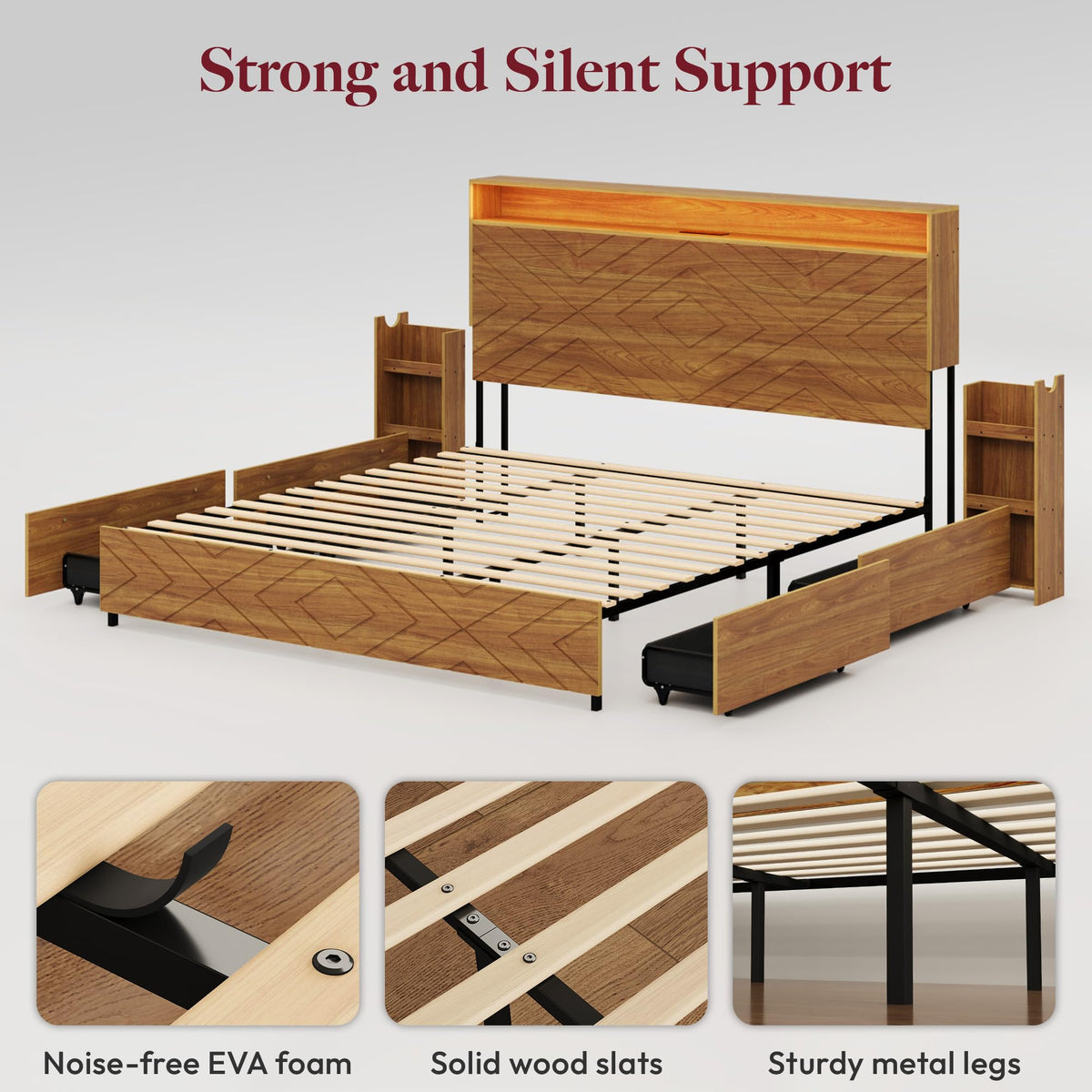 Queen Bed Frame with 4 Drawers K11139