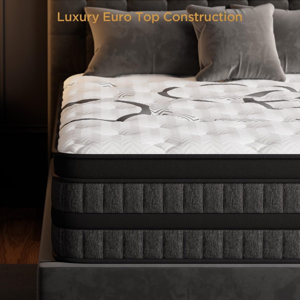 Queen 12 Inch Hybrid Euro Top Medium Firm Mattress Y1162