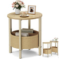 Small Round Side Table with Storage Basket, Set of 2 R779