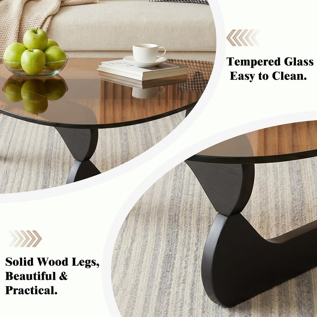 34" Black Coffee Table with Solid Wood Top R357
