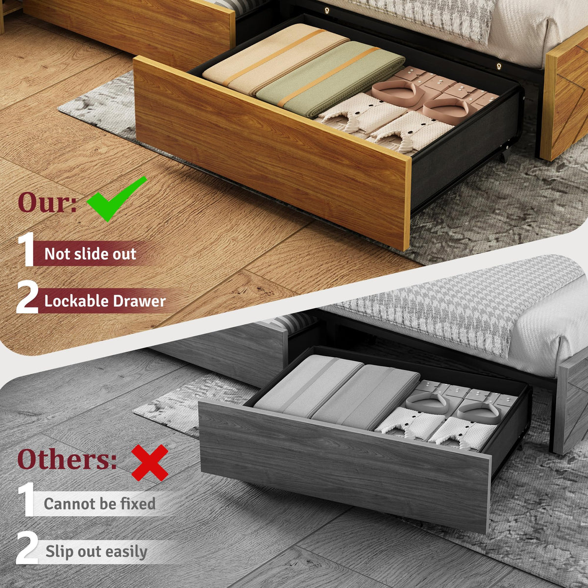 Queen Bed Frame with 4 Drawers K11139